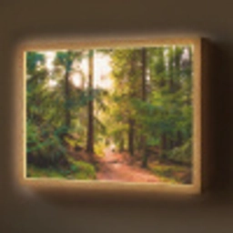Bos - Pad - Bomen - Groen - Zon - Natuur Light Box met batterij (Wandlamp) middel -z3d_website
