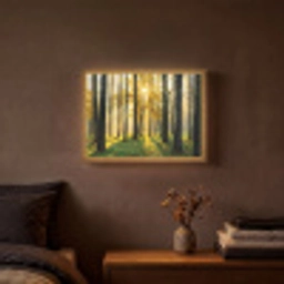 Bos - Zon - Bomen - Gras - Landschap  - Natuur Light Box met batterij (Wandlamp) middel -sfeer4