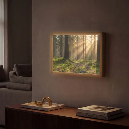 Bos - Zonlicht - Gras Light Box met batterij (Wandlamp) middel -sfeer1