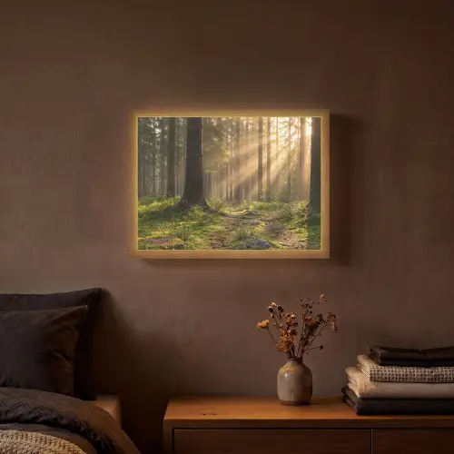 Bos - Zonlicht - Gras Light Box met batterij (Wandlamp) middel -sfeer4