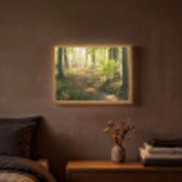 Bos - Bomen - Pad - Zon - Planten - Bladeren - Natuur Light Box met batterij (Wandlamp) middel -sfeer4