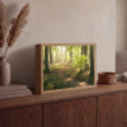 Bos - Bomen - Pad - Zon - Planten - Bladeren - Natuur Light Box met batterij (Wandlamp) middel -sfeer2