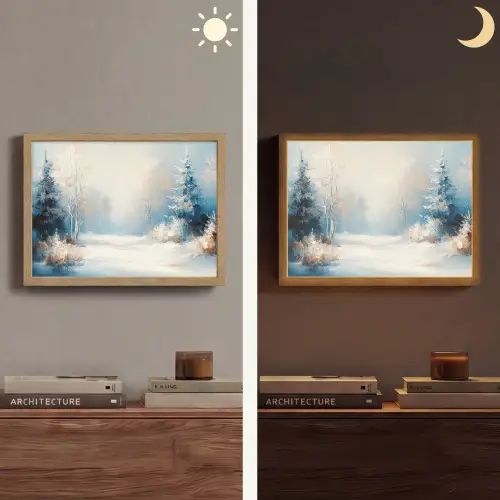 Bos - Winter - Natuur - Abstract - Sneeuw Light Box met batterij (Wandlamp) middel -sfeer3