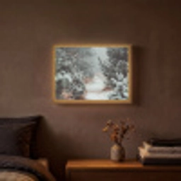 Bos - Winter - Bomen - Natuur - Pad - Sneeuw Light Box met batterij (Wandlamp) middel -sfeer4