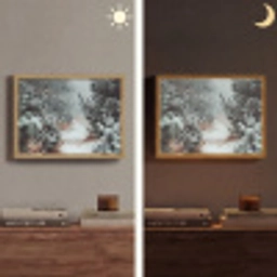 Bos - Winter - Bomen - Natuur - Pad - Sneeuw Light Box met batterij (Wandlamp) middel -sfeer3
