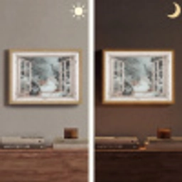 Bos - Winter - Bomen - Natuur - Pad - Doorkijk - Wit Light Box met batterij (Wandlamp) middel -sfeer3