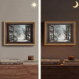 Bos - Winter - Bomen - Natuur - Pad - Doorkijk Light Box met batterij (Wandlamp) middel -sfeer3