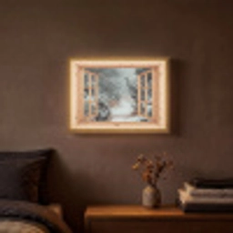 Bos - Winter - Bomen - Natuur - Pad - Doorkijk Light Box met batterij (Wandlamp) middel -sfeer4