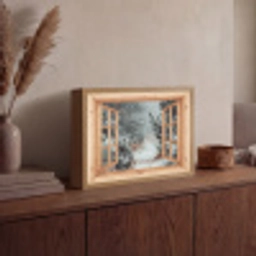 Bos - Winter - Bomen - Natuur - Pad - Doorkijk Light Box met batterij (Wandlamp) middel -sfeer2