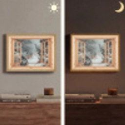 Bos - Winter - Bomen - Natuur - Pad - Doorkijk Light Box met batterij (Wandlamp) middel -sfeer3