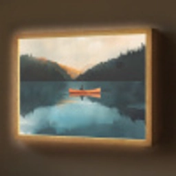 Bossen - Meer - Kano - Oranje Light Box met batterij (Wandlamp) middel -z3d_website