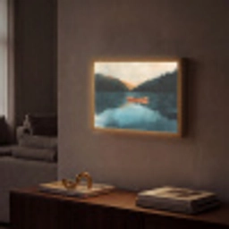 Bossen - Meer - Kano - Oranje Light Box met batterij (Wandlamp) middel -sfeer1