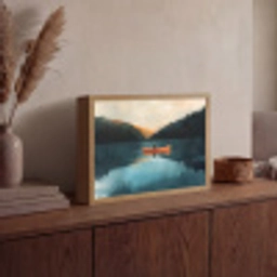 Bossen - Meer - Kano - Oranje Light Box met batterij (Wandlamp) middel -sfeer2