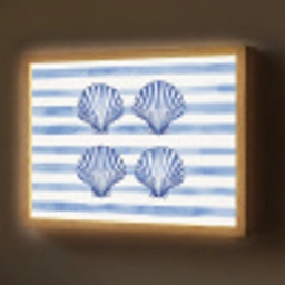 Vier schelpen - Blauw - Wit - Strepen Light Box met batterij (Wandlamp) middel -z3d_website