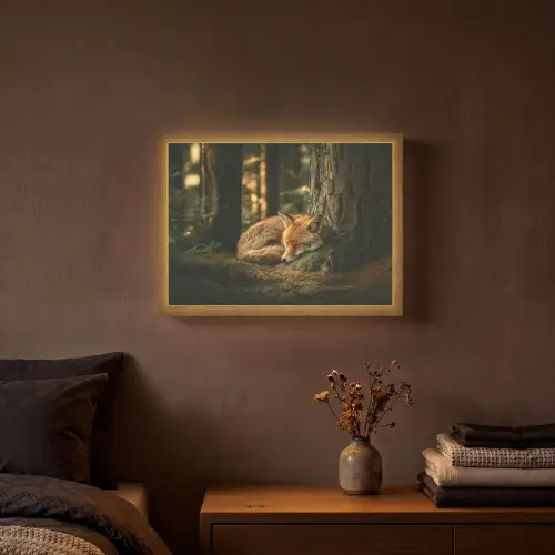 Vos - Bos - Slapen Light Box met batterij (Wandlamp) middel -sfeer4