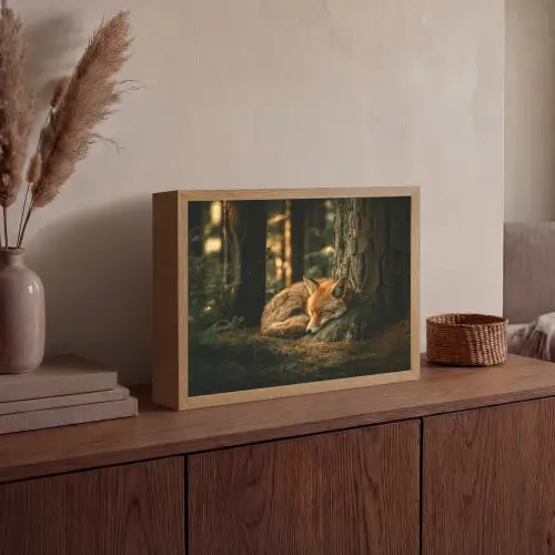 Vos - Bos - Slapen Light Box met batterij (Wandlamp) middel -sfeer2