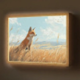 Vos - Gras - Wolken - Oranje Light Box met batterij (Wandlamp) middel -z3d_website