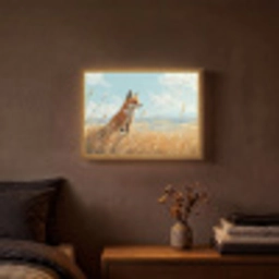 Vos - Gras - Wolken - Oranje Light Box met batterij (Wandlamp) middel -sfeer4