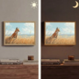 Vos - Gras - Wolken - Oranje Light Box met batterij (Wandlamp) middel -sfeer3