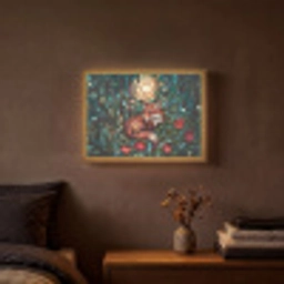 Vos - Mozaïek - Bos - Maan Light Box met batterij (Wandlamp) middel -sfeer4