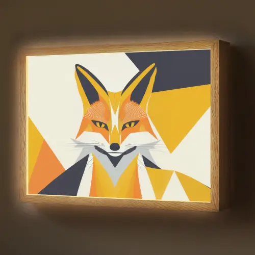 Vos - Oranje - Abstract - Driehoeken Light Box met batterij (Wandlamp) middel -z3d_website