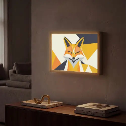 Vos - Oranje - Abstract - Driehoeken Light Box met batterij (Wandlamp) middel -sfeer1