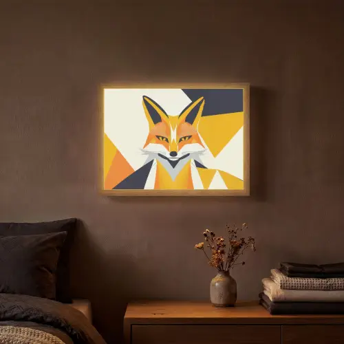 Vos - Oranje - Abstract - Driehoeken Light Box met batterij (Wandlamp) middel -sfeer4