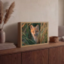 Vos - Oranje - Gras Light Box met batterij (Wandlamp) middel -sfeer2