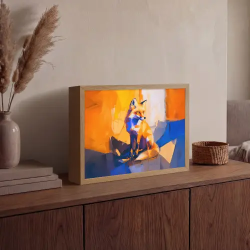 Vos - Oranje - Vormen - Abstract Light Box met batterij (Wandlamp) middel -sfeer2