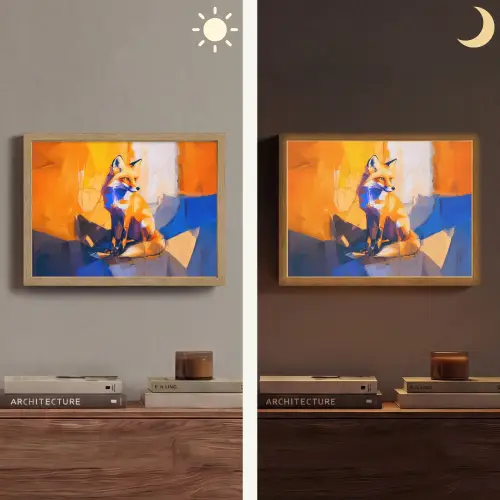 Vos - Oranje - Vormen - Abstract Light Box met batterij (Wandlamp) middel -sfeer3