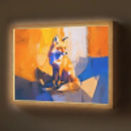 Vos - Oranje - Vormen - Abstract Light Box met batterij (Wandlamp) middel -z3d_website