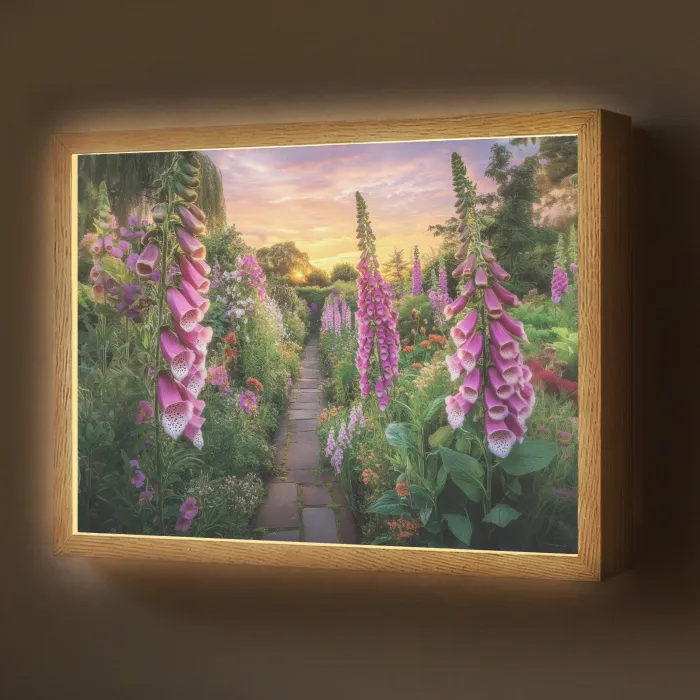Vingerhoedskruid - Bloemen - Tuin Light Box met batterij (Wandlamp) middel -z3d_website