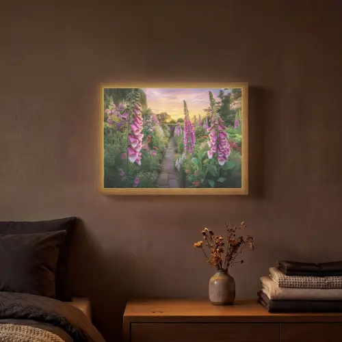 Vingerhoedskruid - Bloemen - Tuin Light Box met batterij (Wandlamp) middel -sfeer4