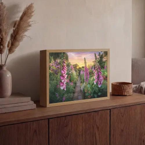 Vingerhoedskruid - Bloemen - Tuin Light Box met batterij (Wandlamp) middel -sfeer2