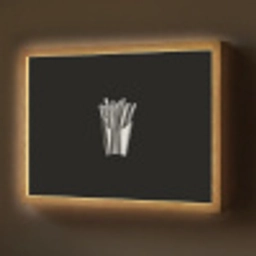Frietjes - Futuristisch - Zilver Light Box met batterij (Wandlamp) middel -z3d_website