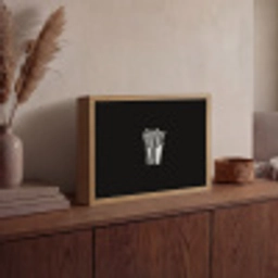 Frietjes - Futuristisch - Zilver Light Box met batterij (Wandlamp) middel -sfeer2