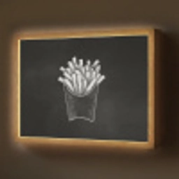 Friet - Witte krijttekening - Zwart Light Box met batterij (Wandlamp) middel -z3d_website
