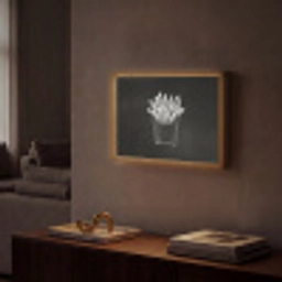 Friet - Witte krijttekening - Zwart Light Box met batterij (Wandlamp) middel -sfeer1