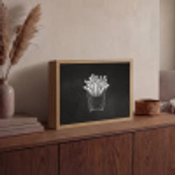Friet - Witte krijttekening - Zwart Light Box met batterij (Wandlamp) middel -sfeer2
