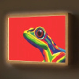 Kikker - Kleurrijk - Strepen - Ogen Light Box met batterij (Wandlamp) middel -z3d_website