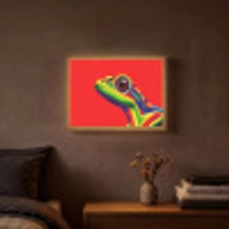Kikker - Kleurrijk - Strepen - Ogen Light Box met batterij (Wandlamp) middel -sfeer4