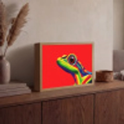 Kikker - Kleurrijk - Strepen - Ogen Light Box met batterij (Wandlamp) middel -sfeer2
