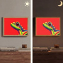 Kikker - Kleurrijk - Strepen - Ogen Light Box met batterij (Wandlamp) middel -sfeer3