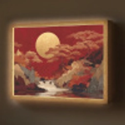 Volle maan - Landschap - Waterval Light Box met batterij (Wandlamp) middel -z3d_website