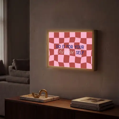 Furture - Geblokt - Rood Light Box met batterij (Wandlamp) middel -sfeer1