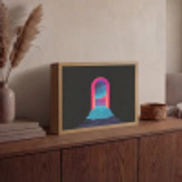 Poortje - Landschap - Sterrenhemel - Roze Light Box met batterij (Wandlamp) middel -sfeer2