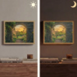 Poort - Planten - Zonsondergang Light Box met batterij (Wandlamp) middel -sfeer3