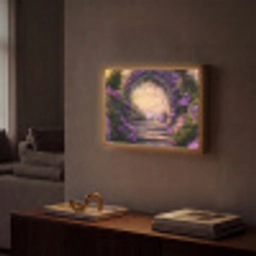 Poort - Paars - Bloemen Light Box met batterij (Wandlamp) middel -sfeer1