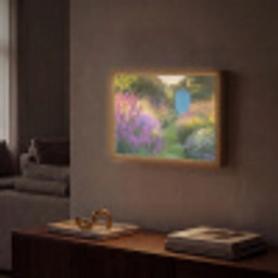 Tuinhuisje - Blauw - Bloemen Light Box met batterij (Wandlamp) middel -sfeer1