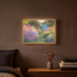 Tuinhuisje - Blauw - Bloemen Light Box met batterij (Wandlamp) middel -sfeer4